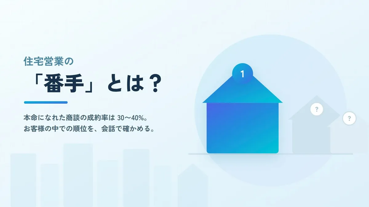 住宅営業の「番手」とは？契約確率を上げる見極め方と会話例